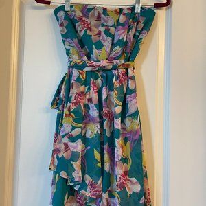 Express Green Floral Sleeveless Mini-Dress